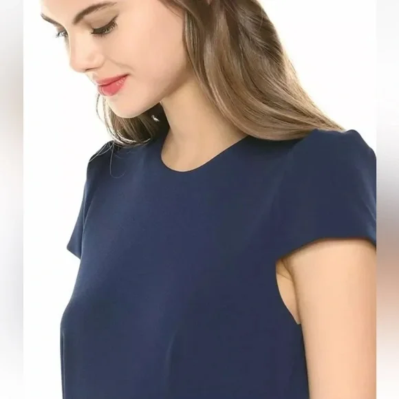 New Betsey Johnson Navy Stretch Ruffle Sheath Pencil Midi Dress Size 6 NWT - Picture 4 of 14